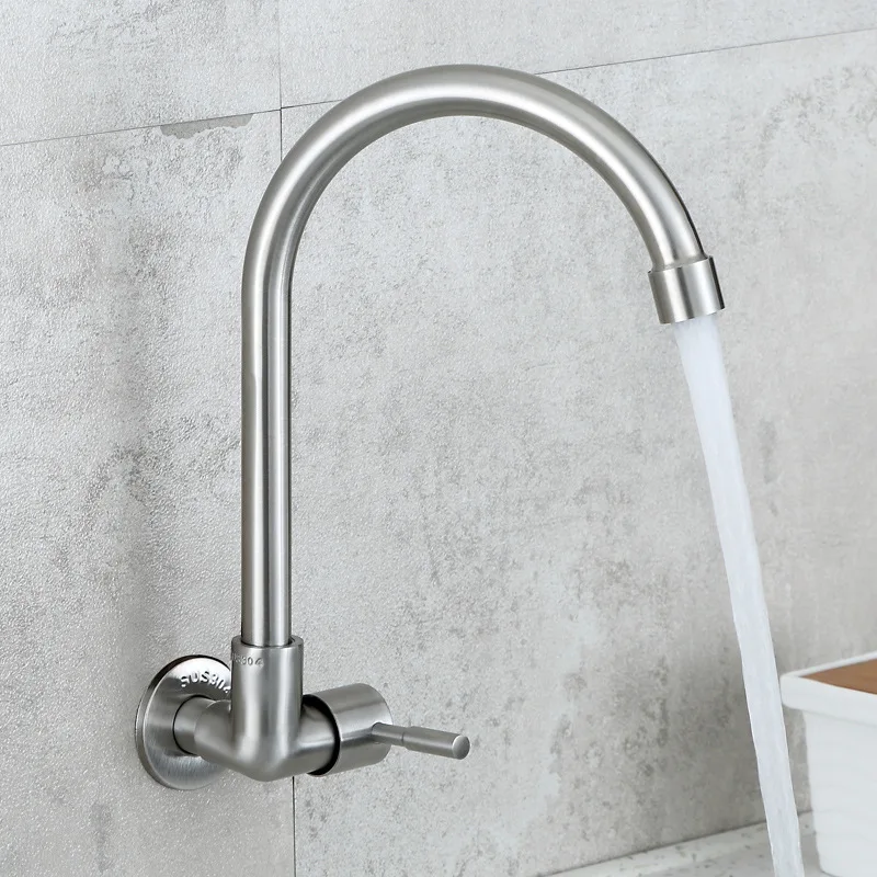 

304 Stainless Steel Kitchen Faucet Single Cold Wall-in Washing Basin Sink Mop Pool Balcony Laundry Tub Leading