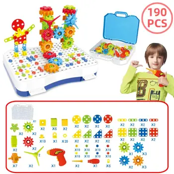 

Creative 3D Mosaic Puzzle With Drill Screw Children Toys Building Blocks Toys For Children DIY for kids toy gifts xmas