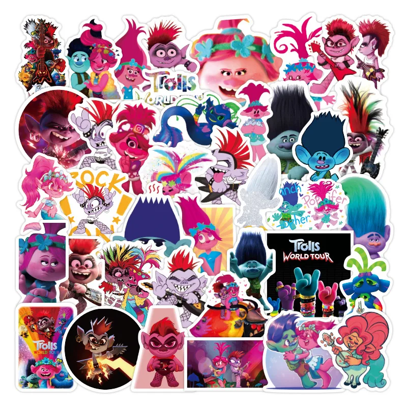 

50 Pcs/pack of Cartoon Tangled Trolls Cute Graffiti Stickers Laptop Suitcase Skateboard Guitar DIY PVC Waterproof Stickers Toys