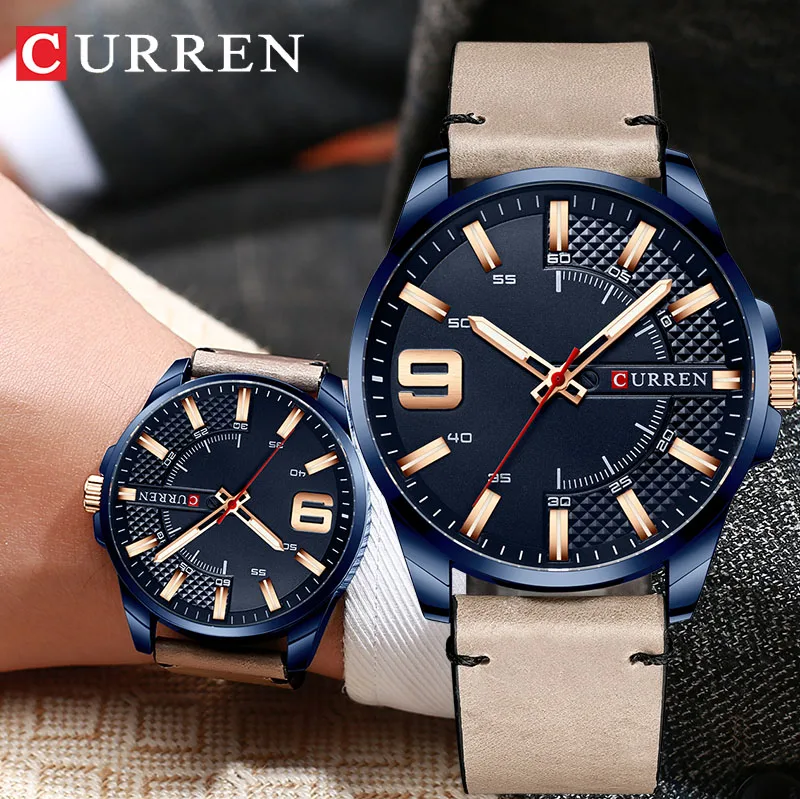 

CURREN Top Brand Luxury Fashion Busines Quartz Men Watch For Genuine Leather Strap Wrist Watch Montre Homme Reloj Hombre 2019