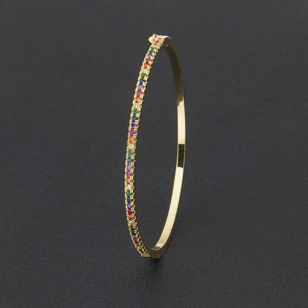 Zirconia Bangle Bracelet Copper Zirconia Rhinestone Cuff for Women Girls