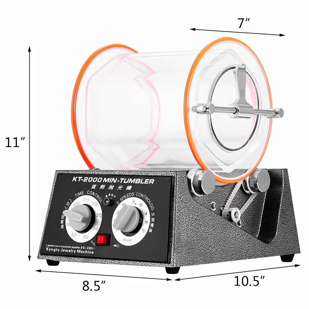 KT-2000 Drum Polishing Machine Jewelry Deburring Fixed File Fpeed and Setting Timing