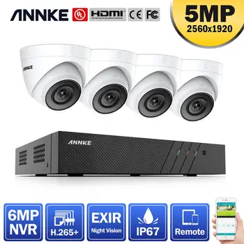 

ANNKE 8CH HD 5MP POE Network Video Security System 6MP H.265+ NVR With 4X 5MP 30m EXIR Night Vision Weatherproof WIFI IP Camera