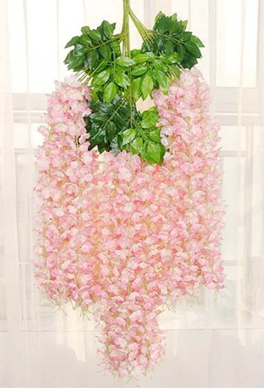light pink Зашифрованный цветок гортензии глицинии струны украшения для дома и свадьбы Висячие цветы лоза DIY Suppliles - Цвет: light pink