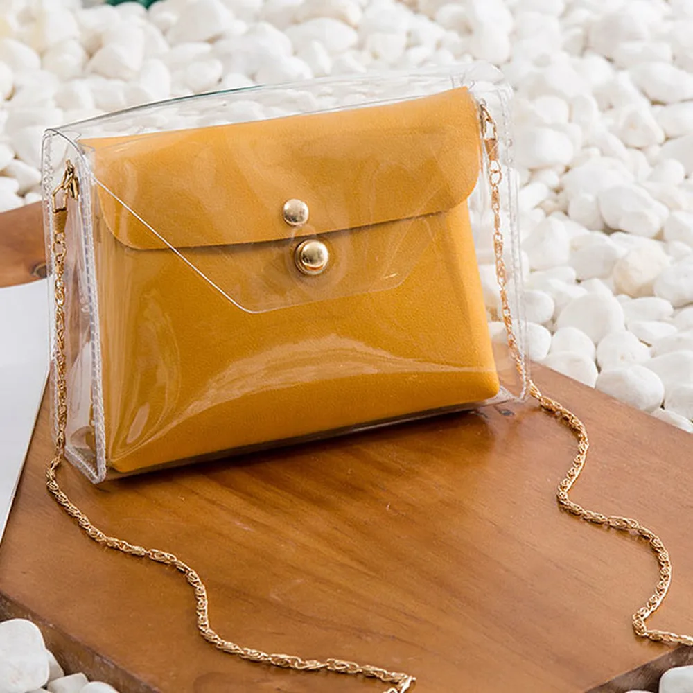 

Two Pieces Set Fashionable Women's Bags Over The Shoulder Clear Handbag Mini Crossbody Bags for Women Transparent Purse