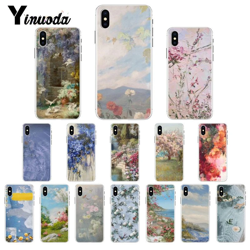 Yinuoda 花の絵画美的壁紙電話ケース Iphone 8 7 6 6s X Xs 最大 5 5s Se Xr 10 11 プロマックス Half Wrapped Cases Aliexpress