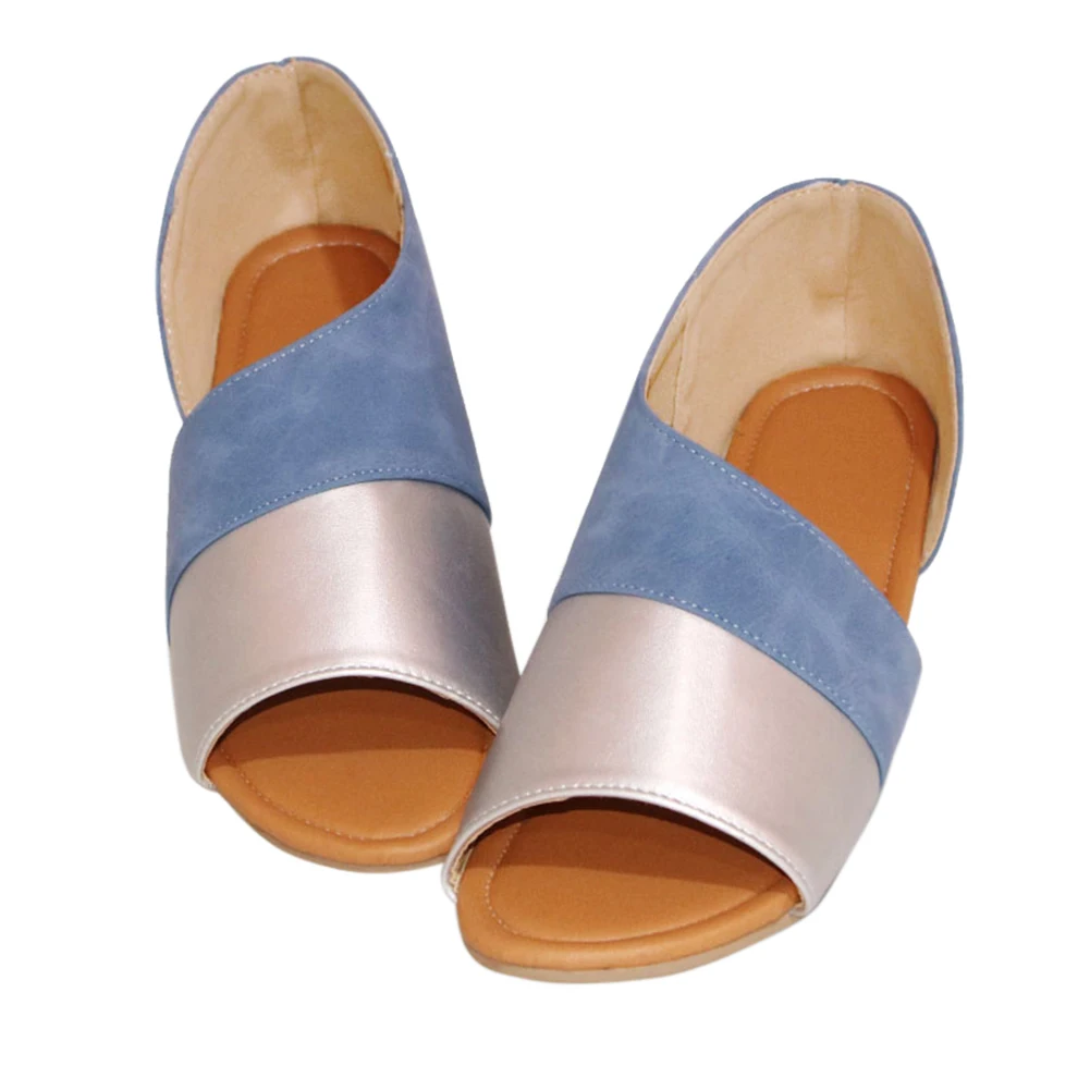 

Women Slipper Shoes Assorted Color Low Heel Open Toe Breathable Beach Flat Slip-on Summer Sandals Casual PU Leather Walking