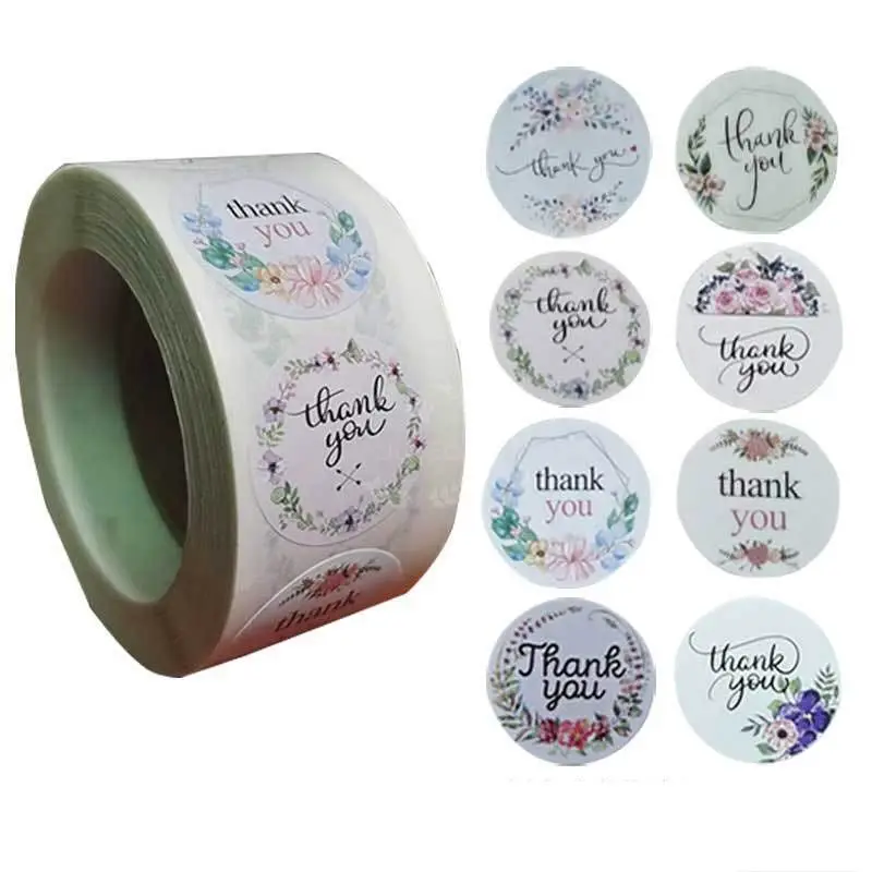 

Pretty 8 Pattern/roll Floral Thank You Stickers Seal Labels 500pcs for Wedding Gifts Business Scrapbook Dairy Stationery Sticker