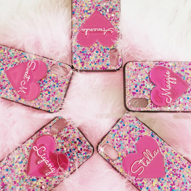 for iphone 11 pro 7 8 plus XR XS MAX for samsung S20 Ultra S8 S9 s10 note 10 Unique Heart Custom name Laser Glitter Phone case for iphone 11 pro 7 8 plus XR XS MAX for samsung S20 Ultra S8 S9 s10 note 10 Unique Heart Custom name Laser Glitter Phone case