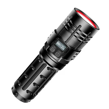 

New XHP70 Glare Flashlight USB Charging Smart OLED Display Aluminum Alloy IPX5 Level 4 Power Button Glare Tactical Flashlight