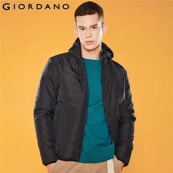 

Giordano Men Coat Hooded Quilted Casacas Para Hombre Solid Color Soft Polyester Roupas Masculina 01079726