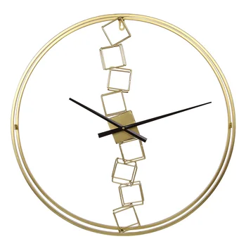 

60cm 24 Inches Retro Creative Ring Wrought Iron Wall Clock Silent Wall Clock Decor Watch For Home Living Room Decoration- Golden