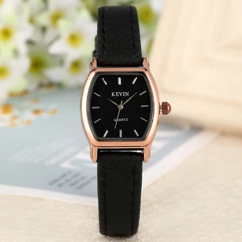 

Classic Small Black Dial Quartz Watch for Women Female No Numerals Watches Solid Leather Band with Pin Buckle Wristwatch