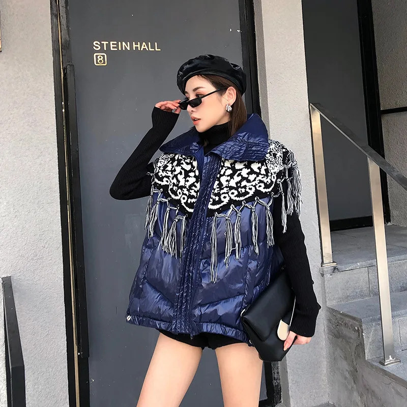 Женская куртка-пуховик с кисточками Повседневная Свободная куртка в Европейском