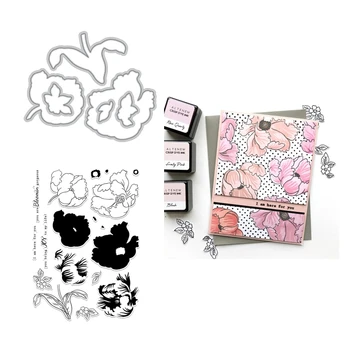 

2020 3D New Metal Cutting Dies and Clear Stamps Scrapbooking For Paper Making Build-A-Flower Poppy Embossing Frame Card Craft