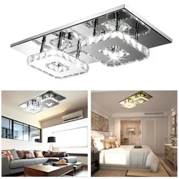 

24W Square Decorative foyer flush mount square hallway crystal ceiling led light YE-Hot