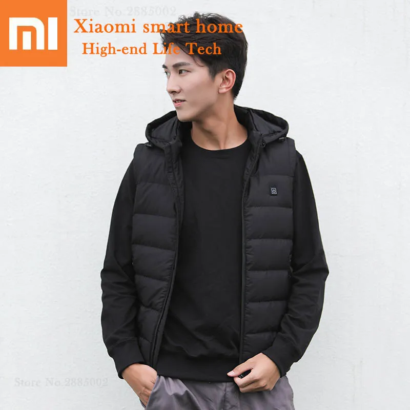 

Xiaomi Heating Casual Vest Autumn Spring Zipper Men Fashion Solid Sleeveless Hoodies Cardigans Jacket Mens Vest Waistcoat Tops