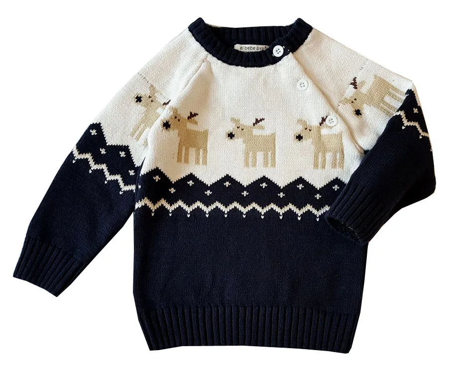 Свитер для новорожденных; детская одежда; коллекция года; Зимний вязаный Рождественский свитер для мальчиков; свитер с оленем для маленьких мальчиков; одежда для маленьких девочек - Цвет: As picture