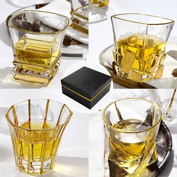 

4 Pcs/lot luxury fashion home lead-free whiskey glass high quality party club wine glass cup for whiskey 200827-04