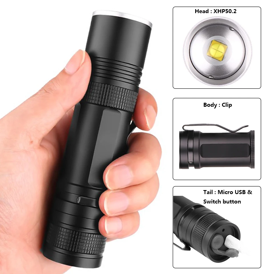 Najtaniej XLamp xhp50.2 potężny latarka LED na USB Zoom latarka aktualizacji 18650 26650 akumulator latarka Z90 + 1473