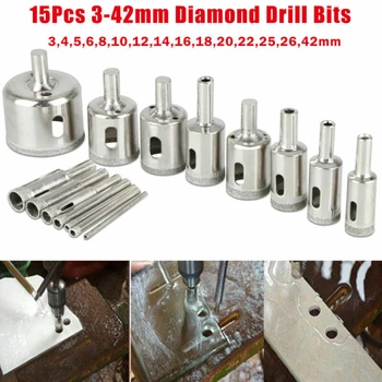 

Diamond Hole Saw 3-42mm Drill Bit Cutter Opening Tile Glass Granite Marble Kit
