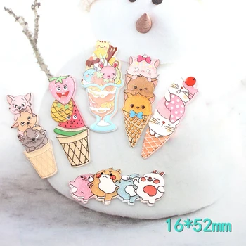 

Acrylic Cartoon Ice Cream Flatback Scrapbooking Fit Hairpin Decoration Embellishments Craft DIY Accessories