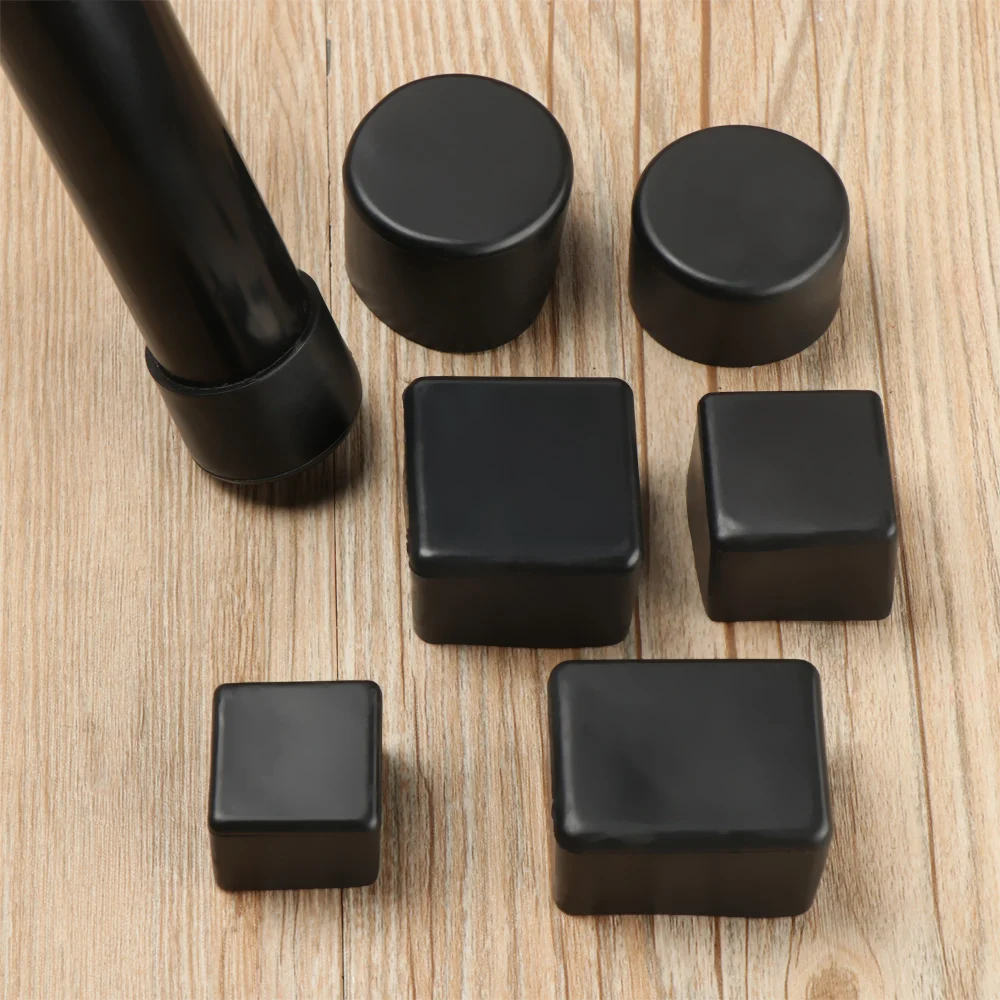 4pcs Square Silicone Chair Leg Caps Non-Slip Table Foot Dust Cover Socks Floor Protector Pads Pipe Plugs Furniture Leveling Feet 1