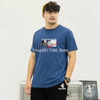 

Short Sleeve T Shirt Male Big Size Round Neck Printing Half Sleeve Tide Fat Clothes Trend Loose Plus Obesity Zi