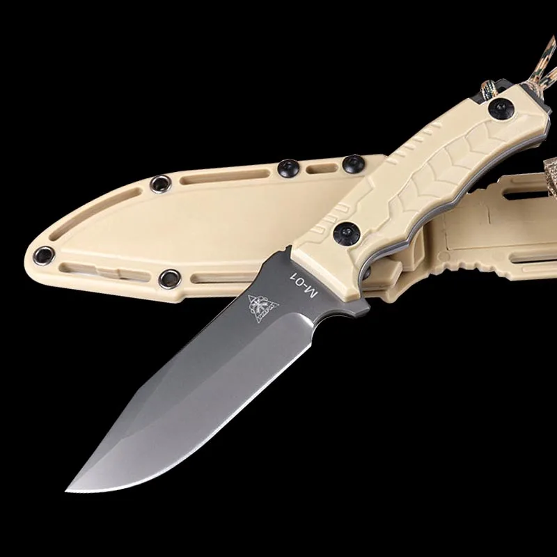 

Mengoing Titanium ion Blade Tactical Camping Knife ABS Fiberglass Handle Survival Fixed Blade Knife High Quality