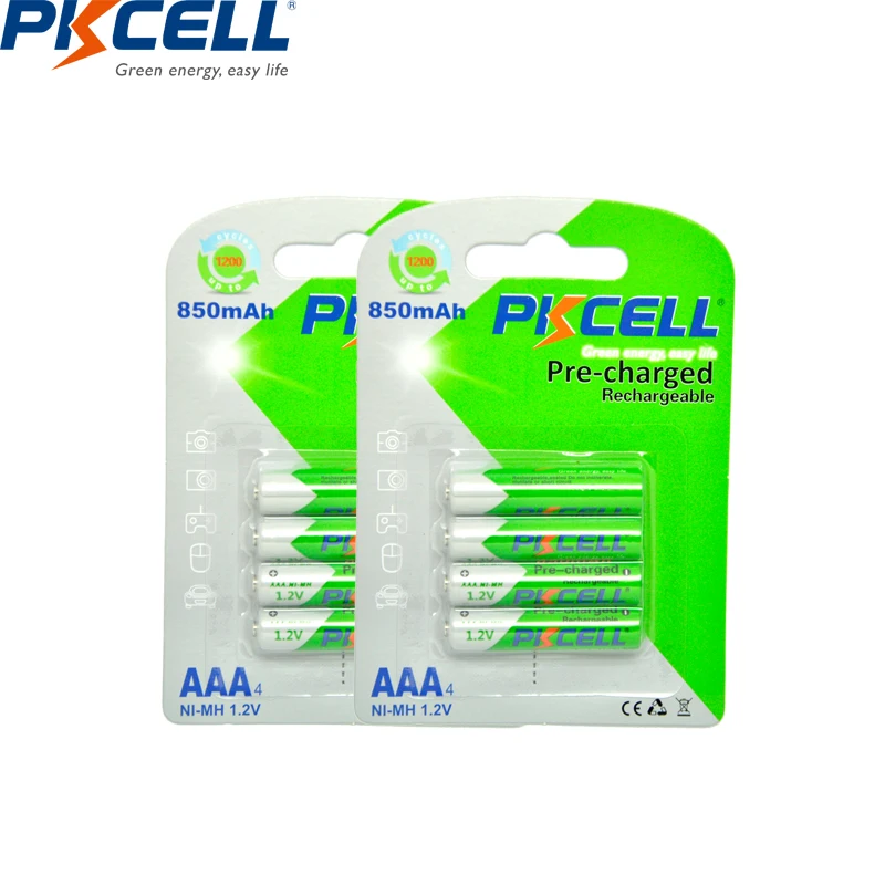 Аккумуляторные Ni MH батарейки PKCELL 8 шт./2 карты 850 мАч 1 2 в|battery double|batteries instrumentsbattery 5 |