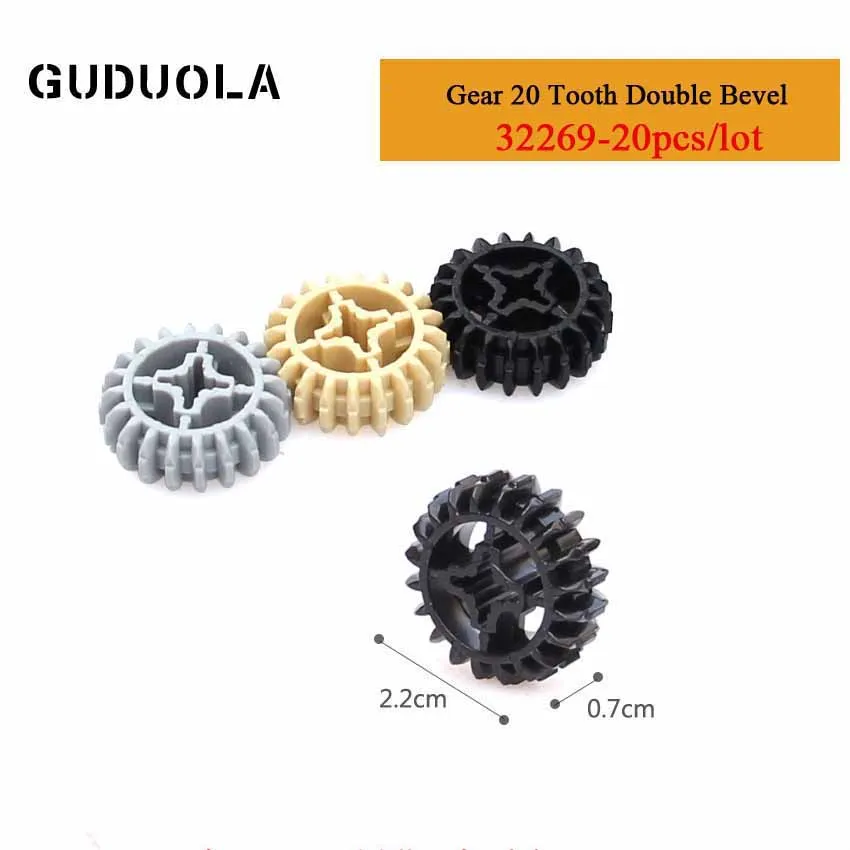 Guduola Parts 32269 Gear 20 Tooth Double Bevel Building Block MOC Model Assembles Particles Educational 20pcs/lot | Игрушки и хобби