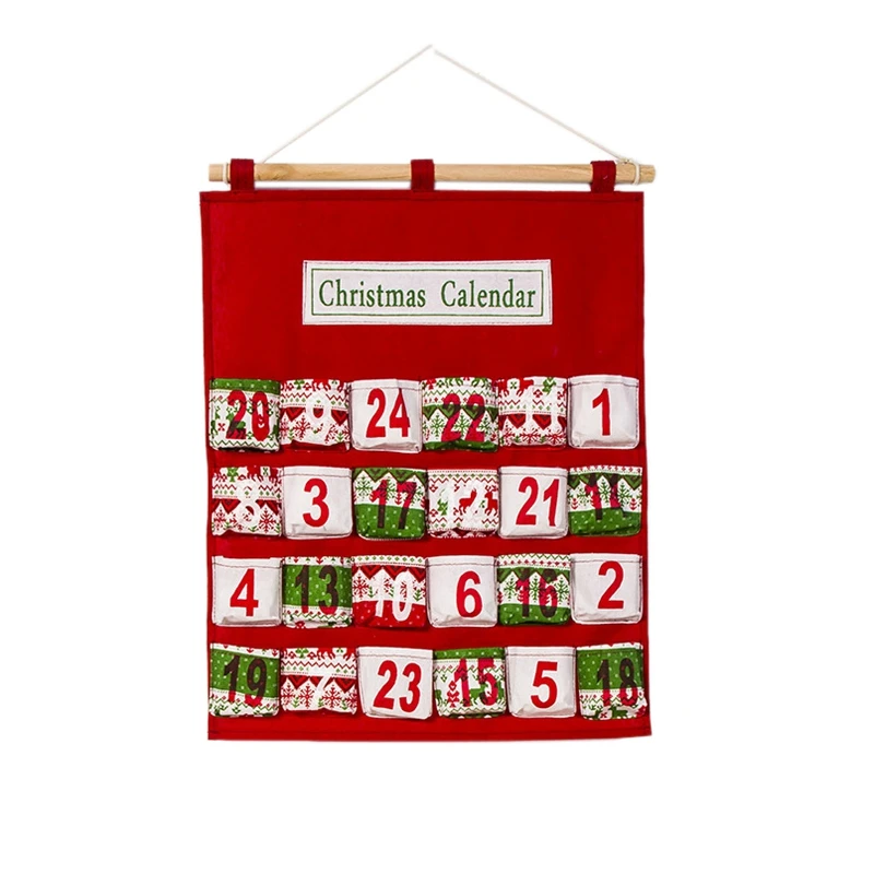 

Christmas Calendar Decorations Creative Printed Multilayer Candy Storage Bag Christmas Countdown Calendar Storage Bag