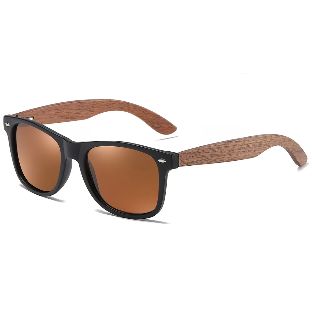 GM, ручная работа, орех, деревянные очки, поляризационные, зеркальные, солнцезащитные очки для мужчин и женщин, Винтажный дизайн, Oculos de sol masculino, UV400 - Цвет линз: Brown