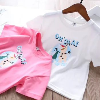 

2020 Summer Girl's Letter Animal Short-Sleeved T-shirt Children's Clothing Wholesale