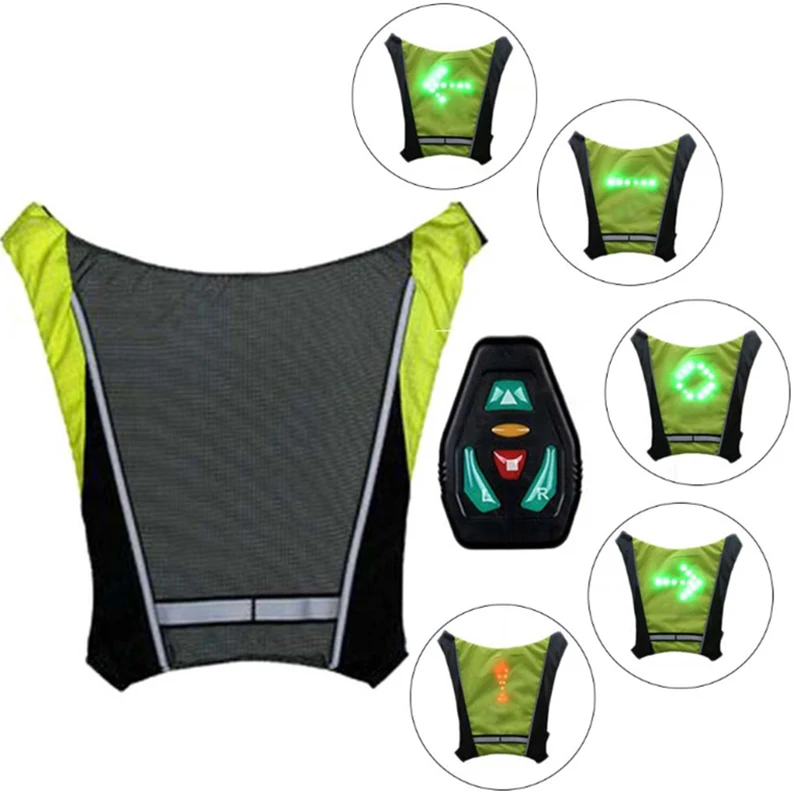 Cycling Vest LED Signal Light Indicator Reflective Vest for Night Outdoor Hiking Cycling Bike Safety Turnning Signal Lights Vest