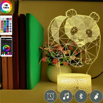 

China National Treasure Panda Led Night Light Cute Animal Child Bedroom Decoration Multicolor Birthday Gift Clock BaseTable Lamp