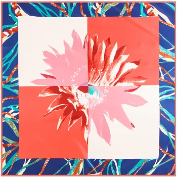 

100cm Winter Square Scarf Luxury Brand Scarf Women New Design Flower Plaid kerchief Handkerchief Bandanna Scarves For Ladies