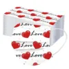 10/50pcs Valentine's Day Disposable Face Mask For Adult Heart Print Masks Sweet Couple Non Woven 3Ply Filter Earloops Mouth Mask 4