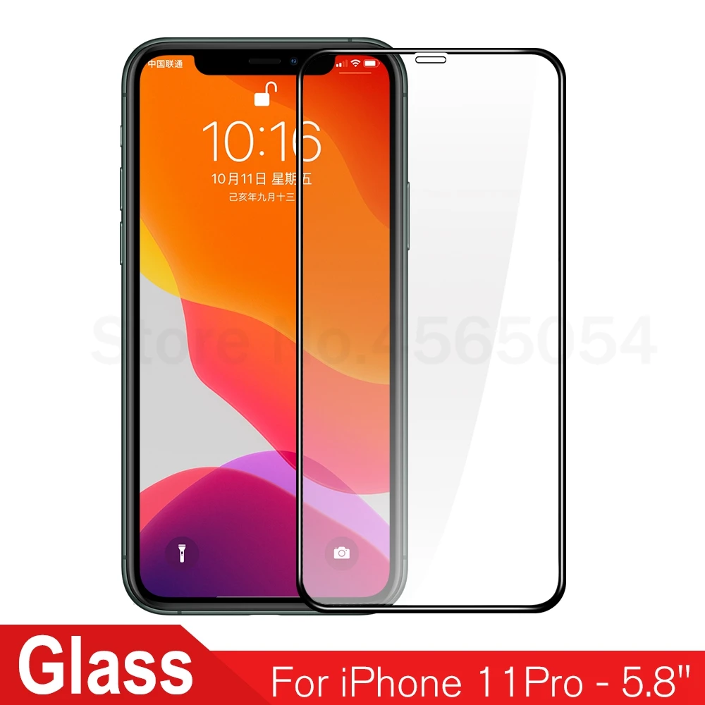 Закаленное стекло для iPhone 11 pro Защитное экрана телефона max 2019 полное покрытие