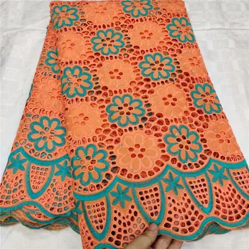

5 yard Swiss lace fabric 2020 latest heavy beaded embroidery African cotton fabrics Swiss voile lace popular Dubai style CON013