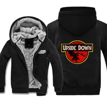 

Men's Thicken Hoodie stranger things upsidedown cosplay Printed Zip Up Jacket Winter Sweatshirts Coat Long Sleeve Casual Hooded