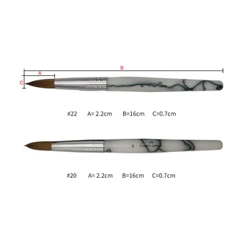 

New 50% Kolinsky Sable Acrylic Brush Crimped UV Poly Gel Brush Gel Builder Manicure Brush Flat Round Acrylic Nail Brush