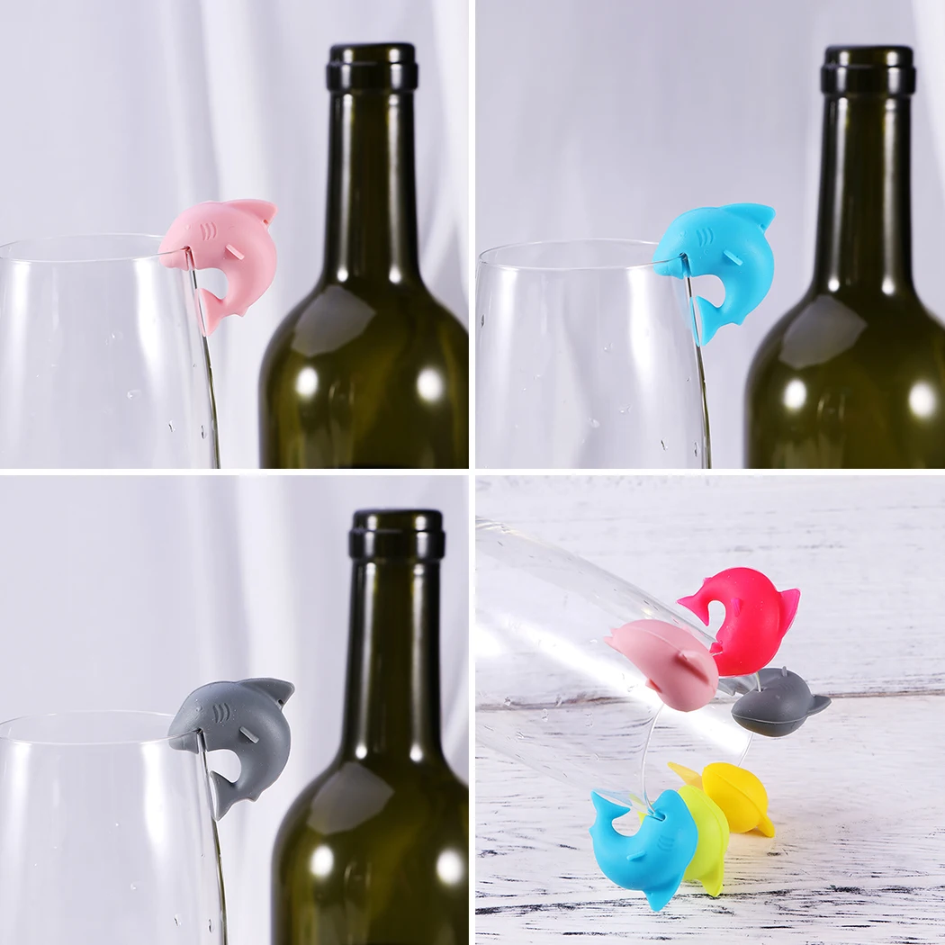 18PCS Silicone Wine Cup Mark Wine Glass Charm Shark Pineapple Bird Glass Marker Drink Tag Bar Accessories