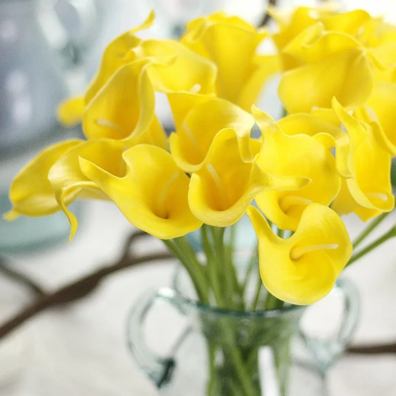 

High Simulation Feel PU Calla Lily Home Table Decoration Flower Vase Flower Arrangement Mini Calla Lily