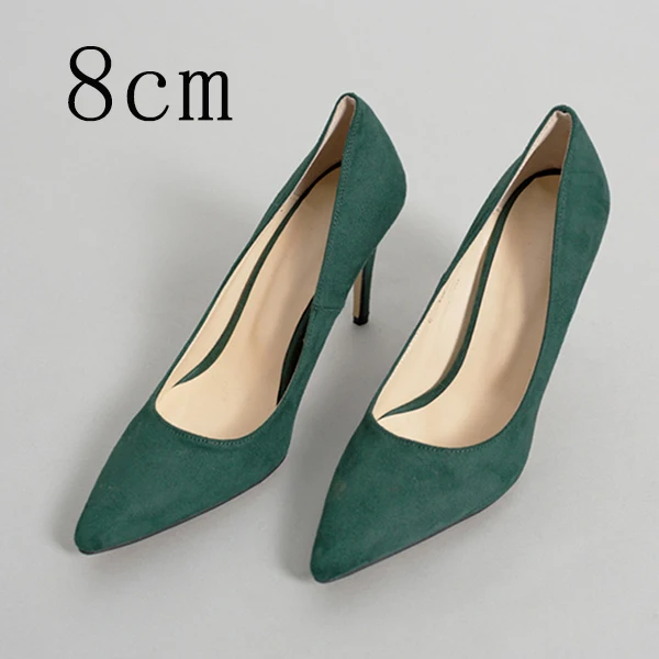 Green 8cm Pumps Женская обувь на высоком каблуке; женские туфли-лодочки; однотонные брендовые модельные туфли с острым носком без застежки; свадебные туфли; Новинка года - Цвет: Green 8cm Pumps