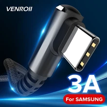 Venroii Cable USB Type C for Samsung Galaxy S10 S9 S8 Plus Fast Charging Type-C Cable for Xiaomi Mi 8 9 Oneplus 6 Android Phone