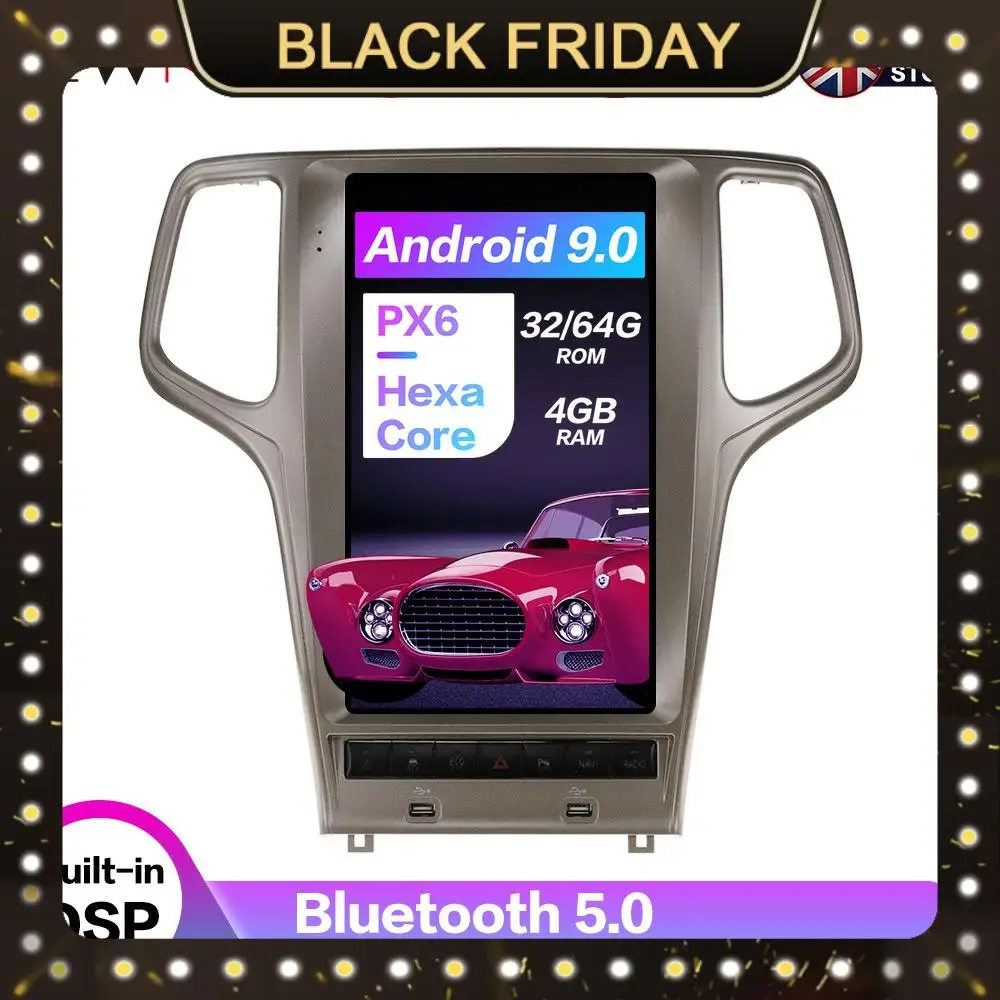 

Android 9.0 4+64GB Tesla style Car GPS Navigation For JEEP Grand Cherokee 2010-2019 Head Unit Multimedia Player Auto Radio Tape
