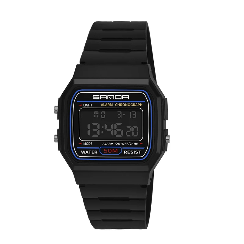 SANDA Брендовые спортивные часы детские часы для девочек и мальчиков наручные часы водонепроницаемые наручные электронные цифровые детские часы - Color: black