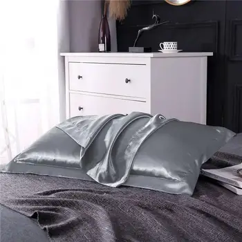 

J3 Luxury 100% Nature Mulberry Satin Silk Silver Grey Pillowcase Wholesale Multicolor Silky Pillow Case For Women Men