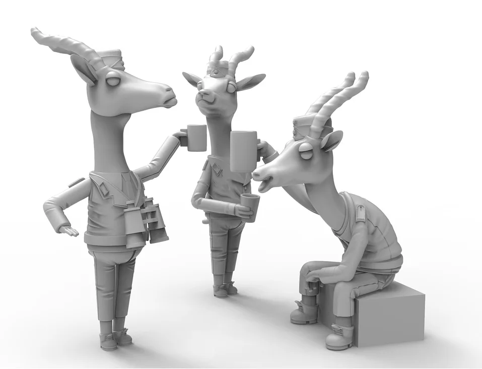 

New Unassembled 1/35 modern animal stand base Crew Set (NO base ) Resin Figure Unpainted Model Kit